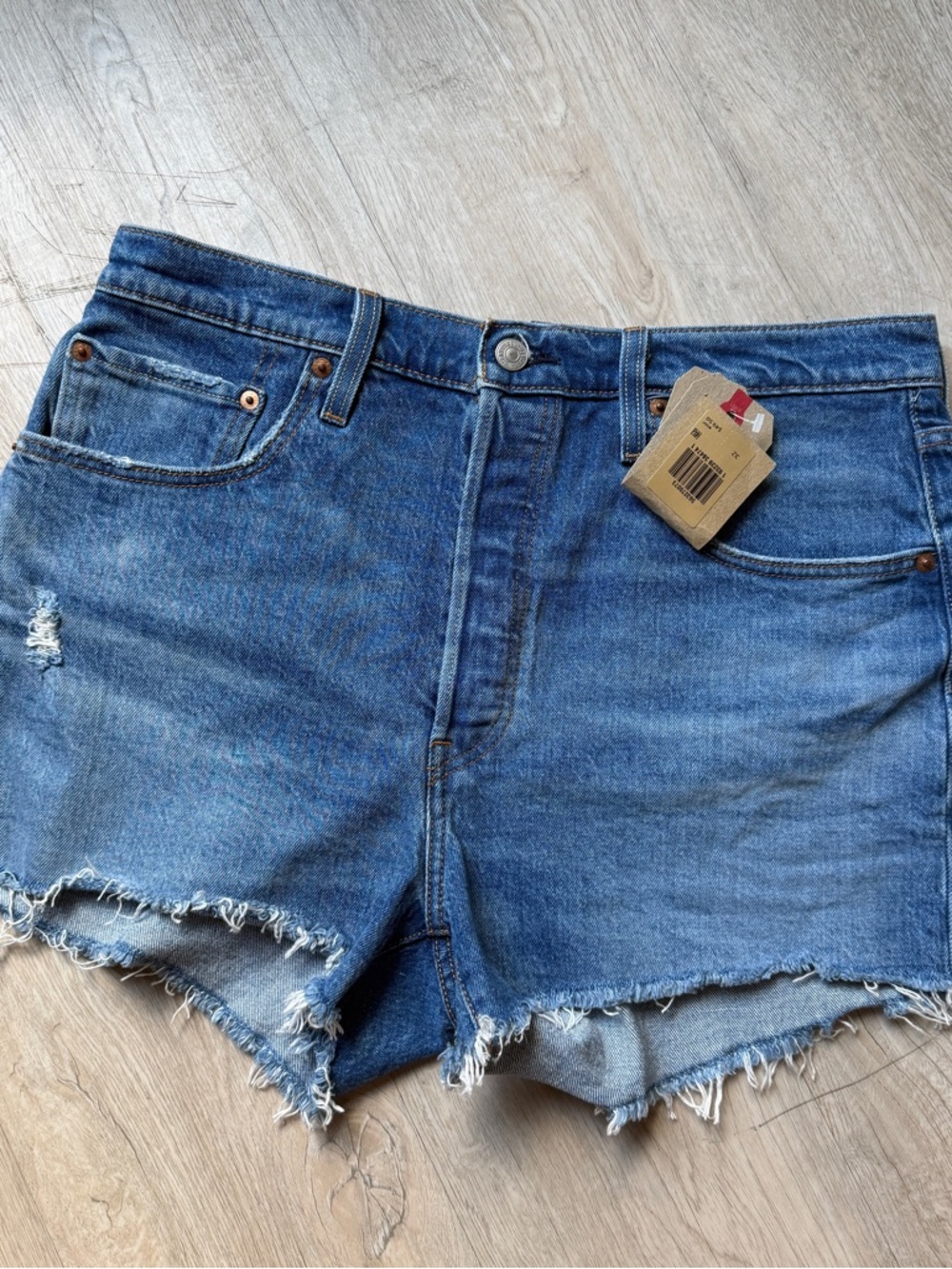 Levi's Blue Distressed Cutoff Denim Shorts